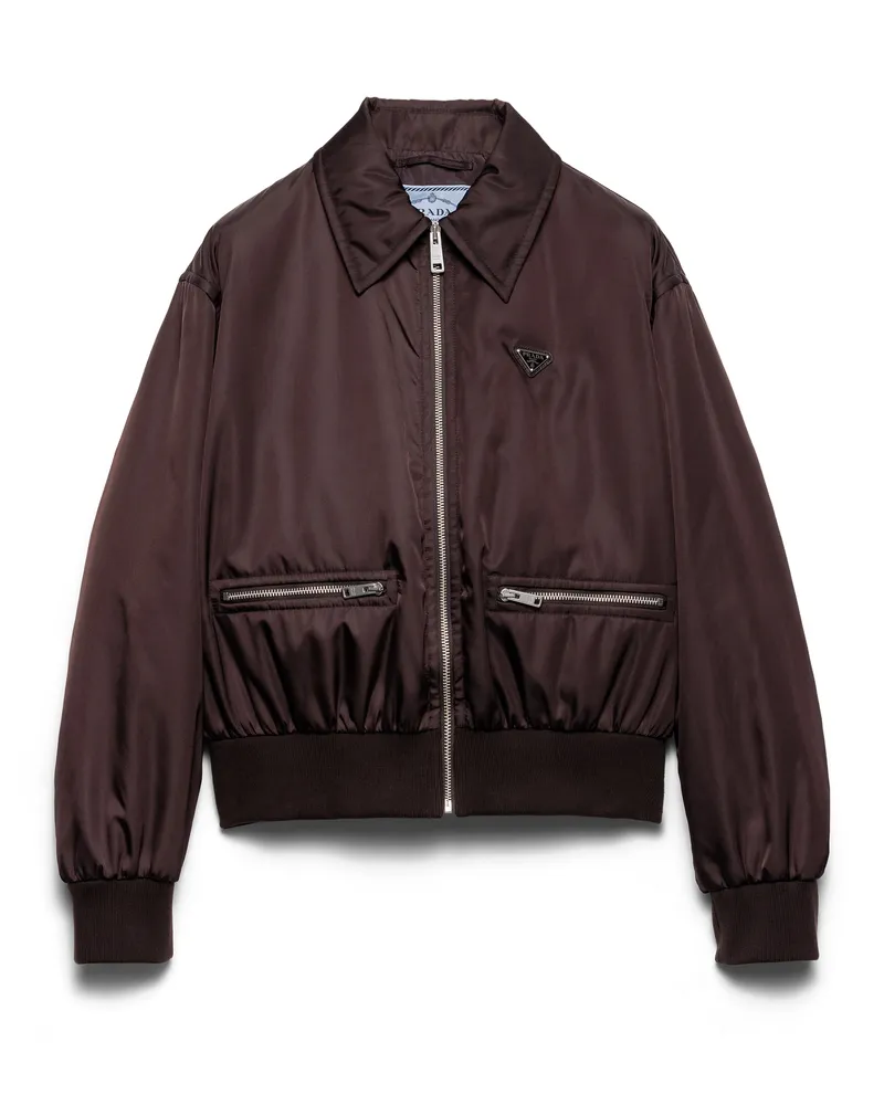 Prada Blousonjacke Aus Re-nylon, Damen, Dunkelbraun, Größe Dunkelbraun