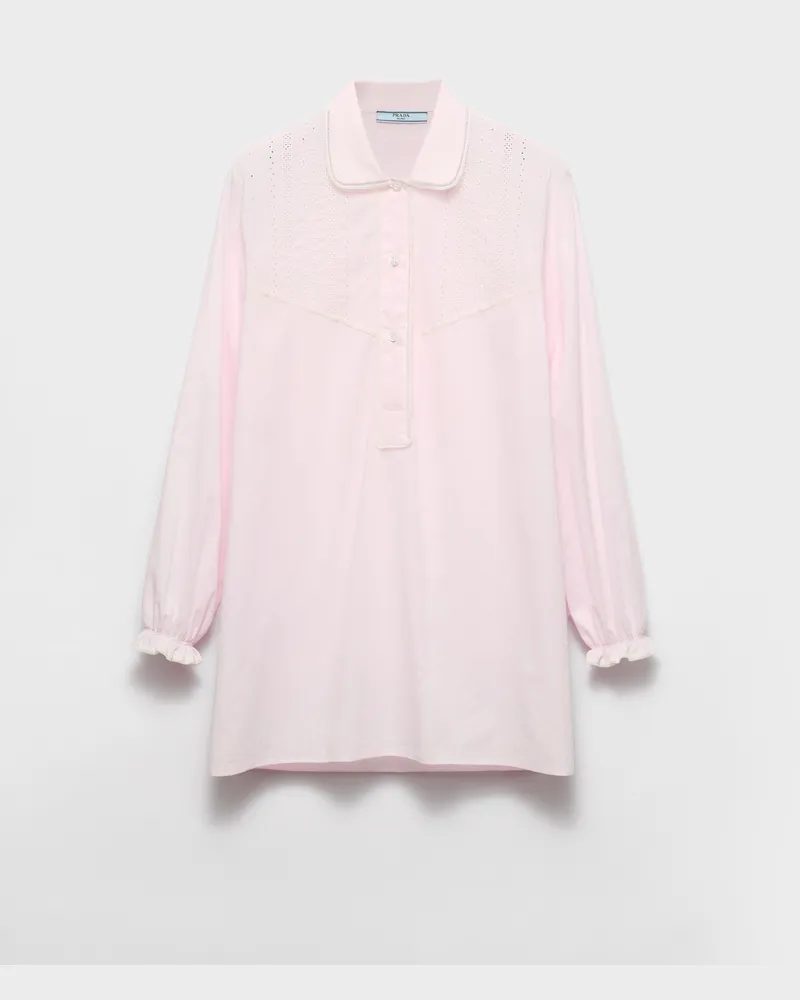 Prada Hemd aus besticktem Batist Rosa