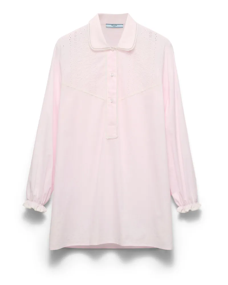 Prada Hemd Aus Besticktem Batist, Damen, Rosa, Größe Rosa