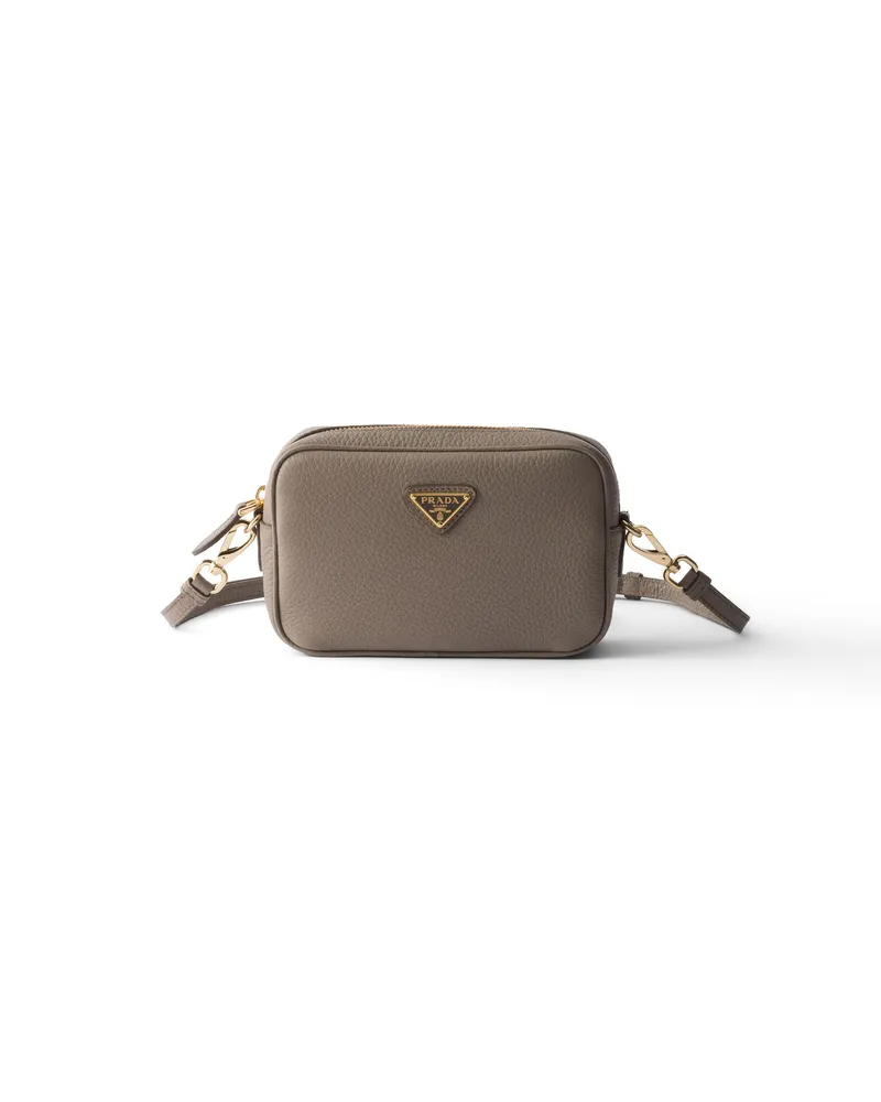 Prada Mini Bag Aus Leder, Damen, Lehmgrau Lehmgrau
