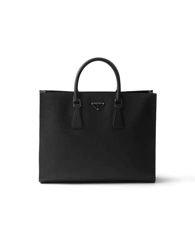 Prada Tote Bag Aus Saffiano-leder, Herren, Schwarz Schwarz