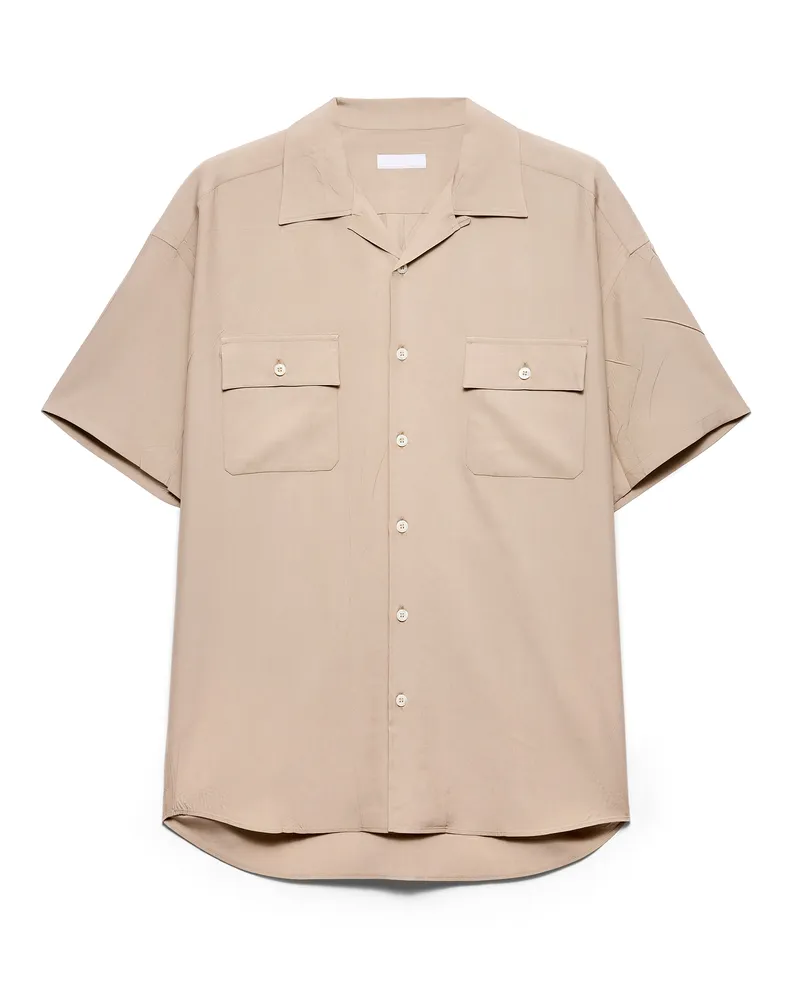 Prada Hemd Aus Seide, Herren, Kalkstein, Größe Kalkstein