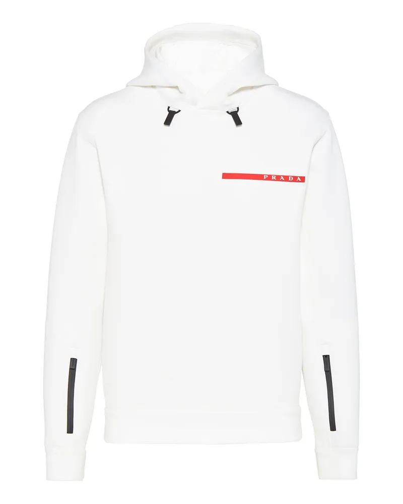 Prada Hoodie Aus Recyceltem Double Jersey, Herren, Weiss, Größe Weiss