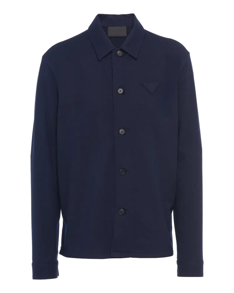 Prada Hemd Aus Wollgemisch, Herren, Blau, Größe Blau