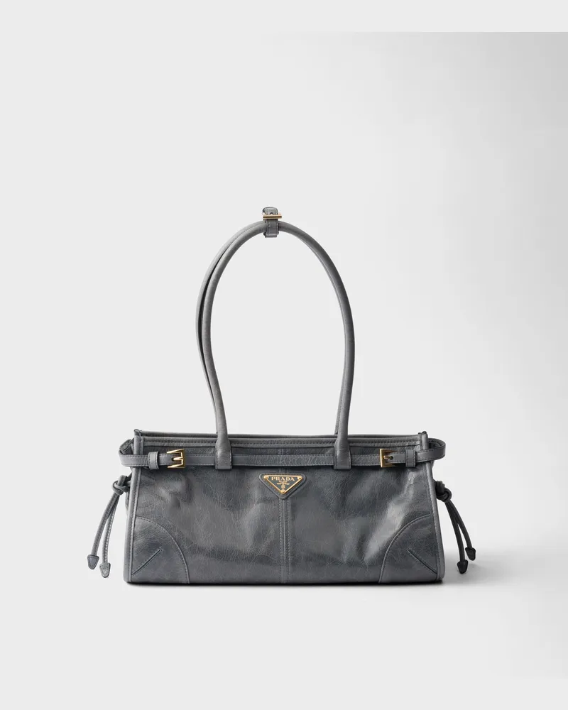Prada Bonnie Mittelgroße Handtasche aus Leder Luftwaffenblau