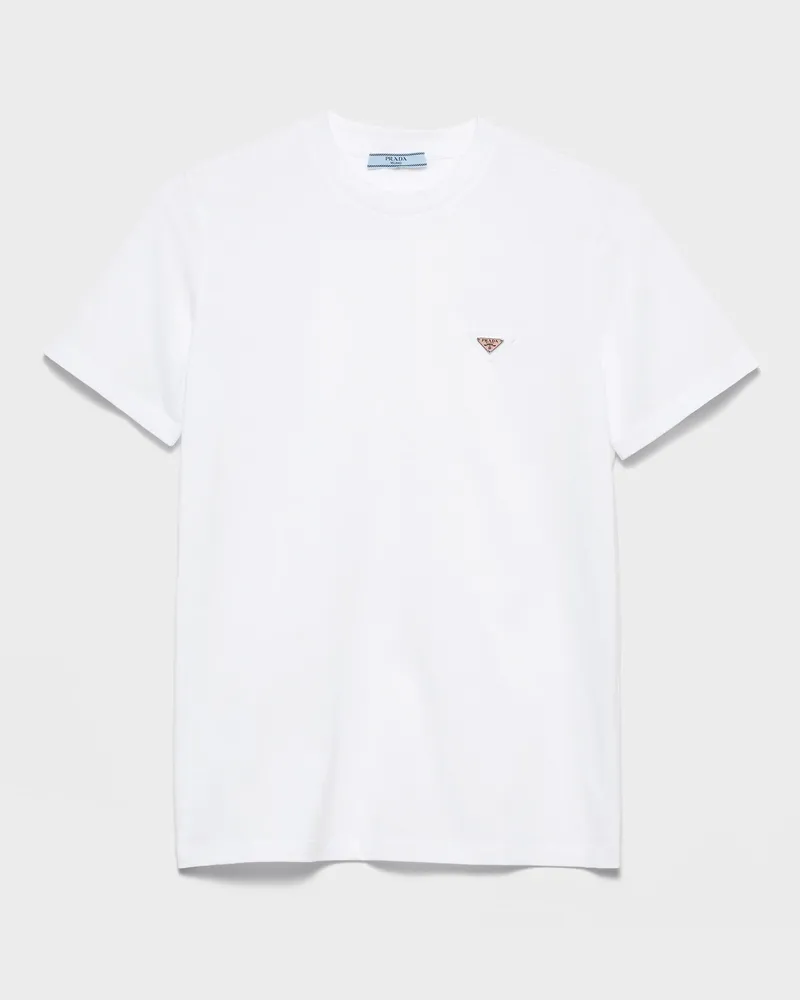 Prada T-Shirt aus Jersey Weiss