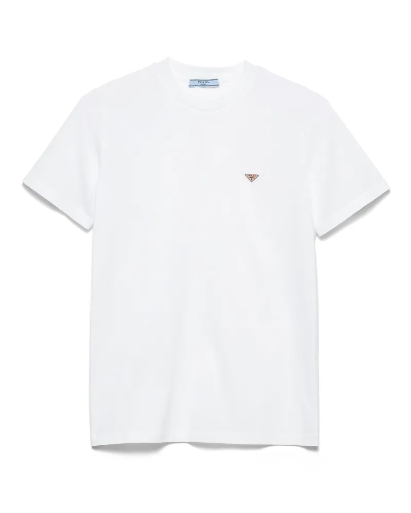 Prada T-shirt Aus Jersey, Damen, Weiss, Größe Weiss