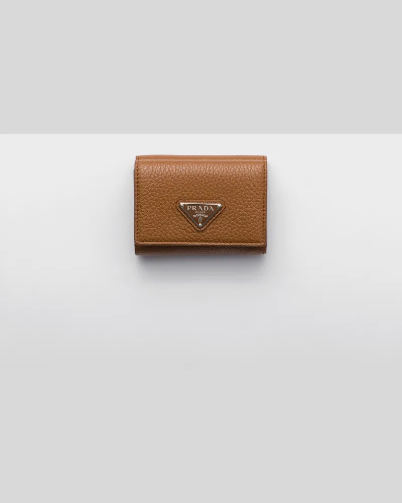 Prada Kleine Geldbörse aus Leder Cognac