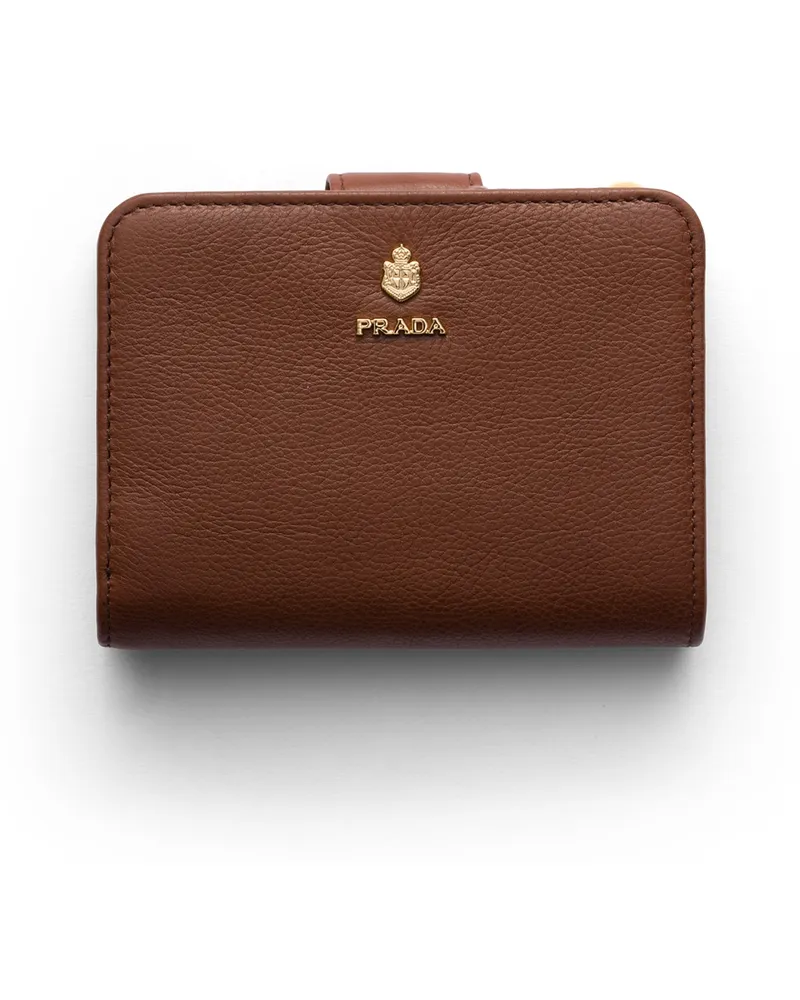 Prada Kleine Geldbörse Aus Leder, Damen, Haselnussbraun Haselnussbraun