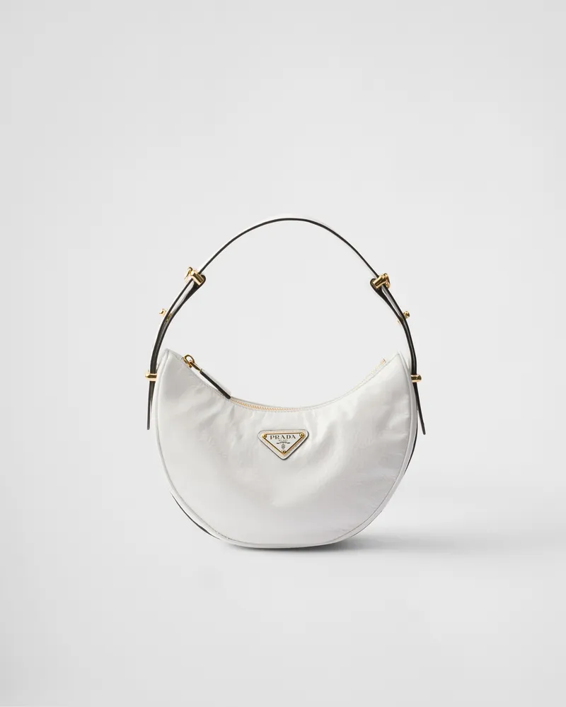 Prada Arqué Schultertasche aus Naplak-Lackleder Weiss