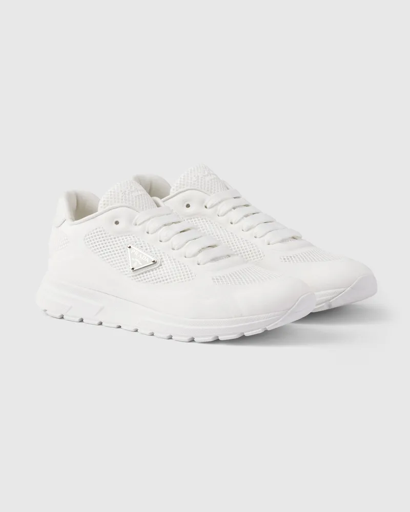 Prada Prax 2.0 Sneaker aus Stoff und Meshgewebe Weiss