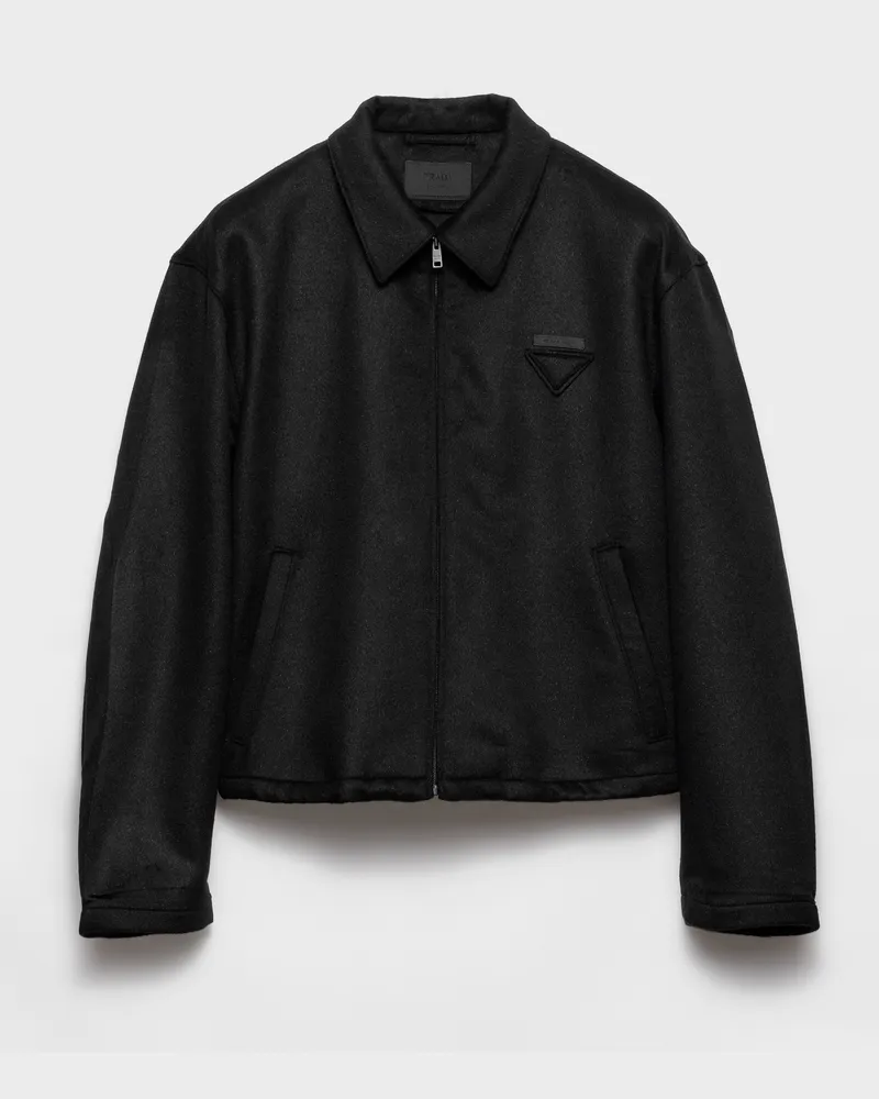 Prada Blousonjacke aus Wollgemisch und Kaschmir Schwarz