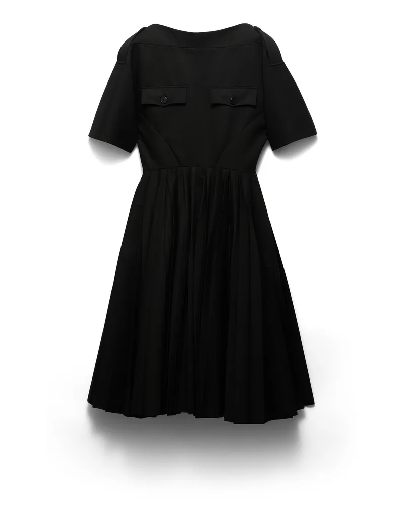Prada Kleid Aus Gabardine, Damen, Schwarz, Größe Schwarz