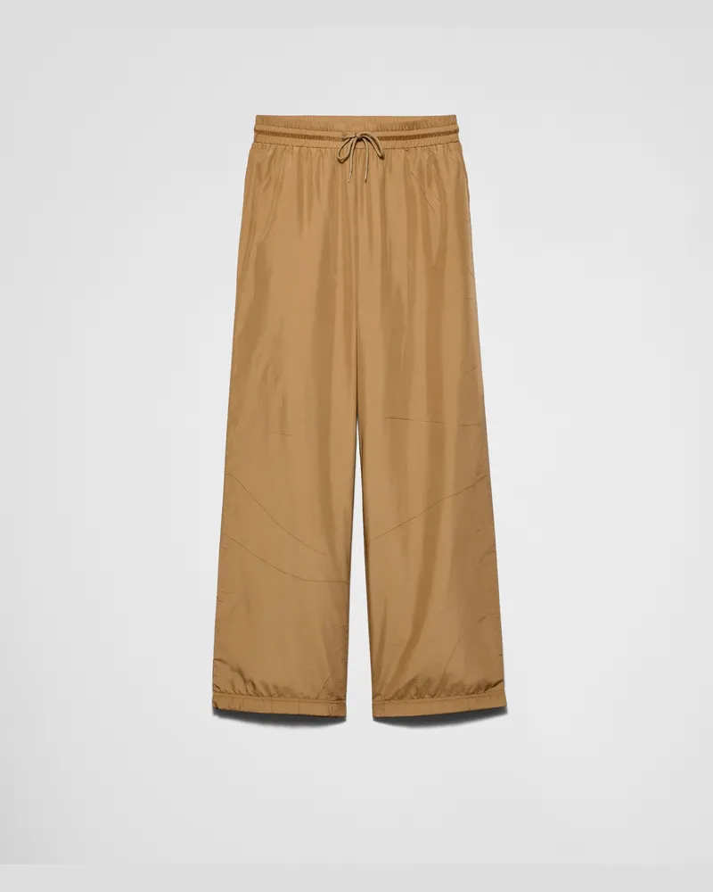 Prada Hose aus leichtem Re-Nylon Kamelbraun