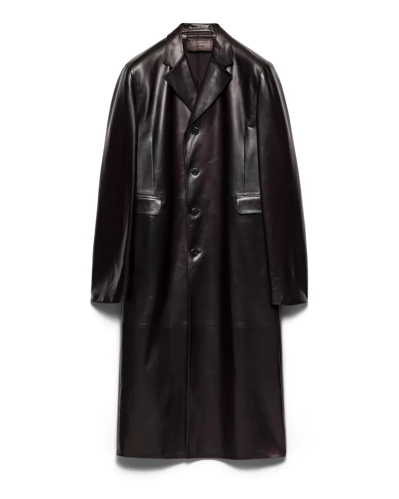 Prada Mantel Aus Nappa-leder, Herren, Pflaume, Größe Pflaume