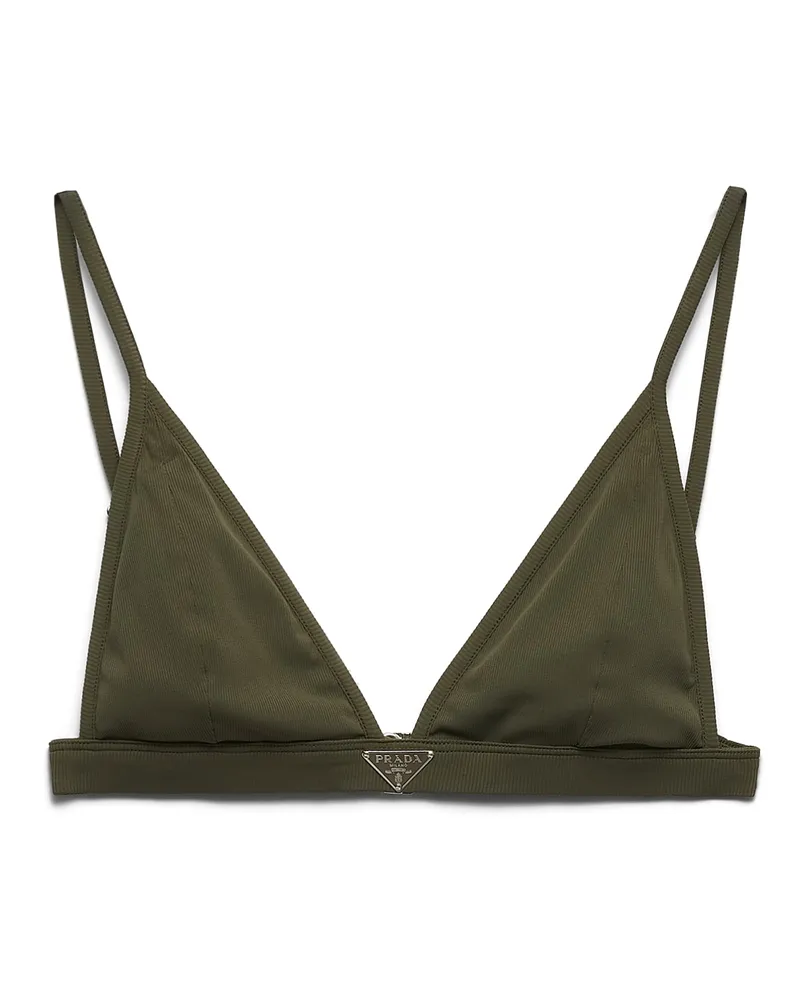 Prada Bralette-bikini-top Aus Rippstrick, Damen, Selva Grün, Größe Selva