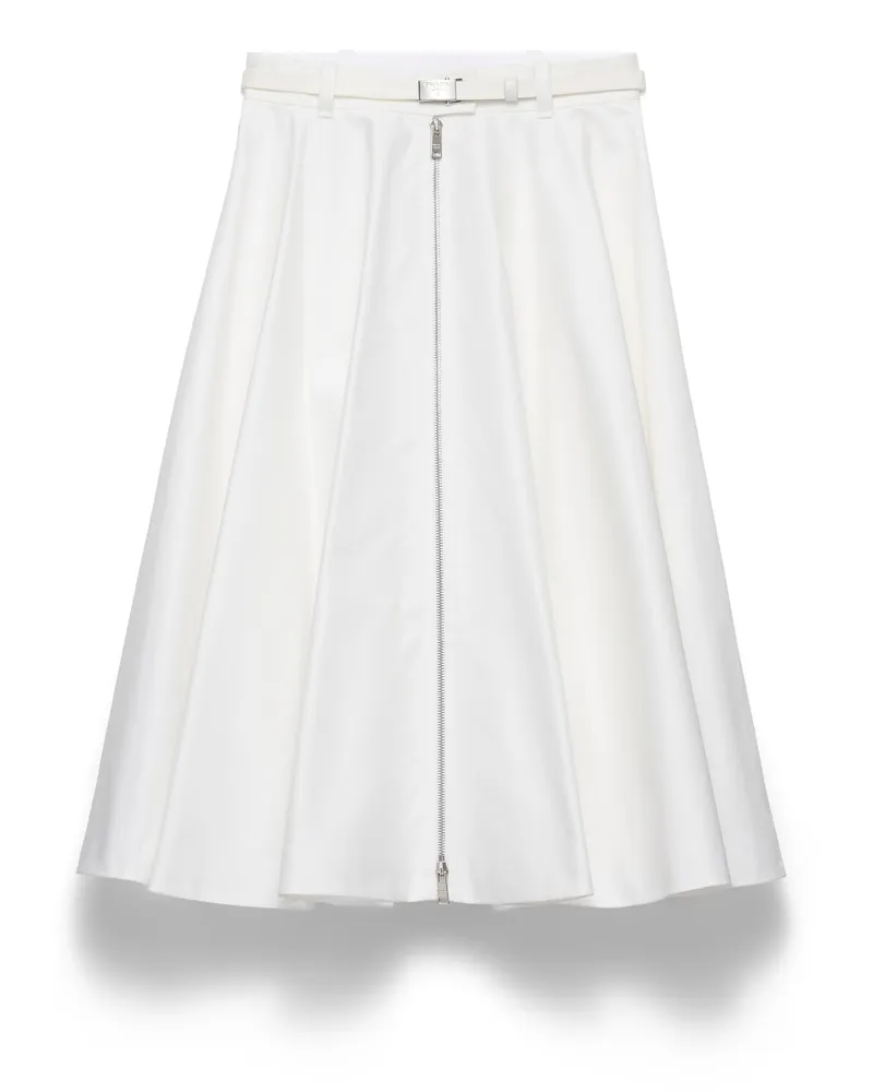 Prada Chino Midi-skirt With Zipper, Damen, Weiss, Größe Weiss
