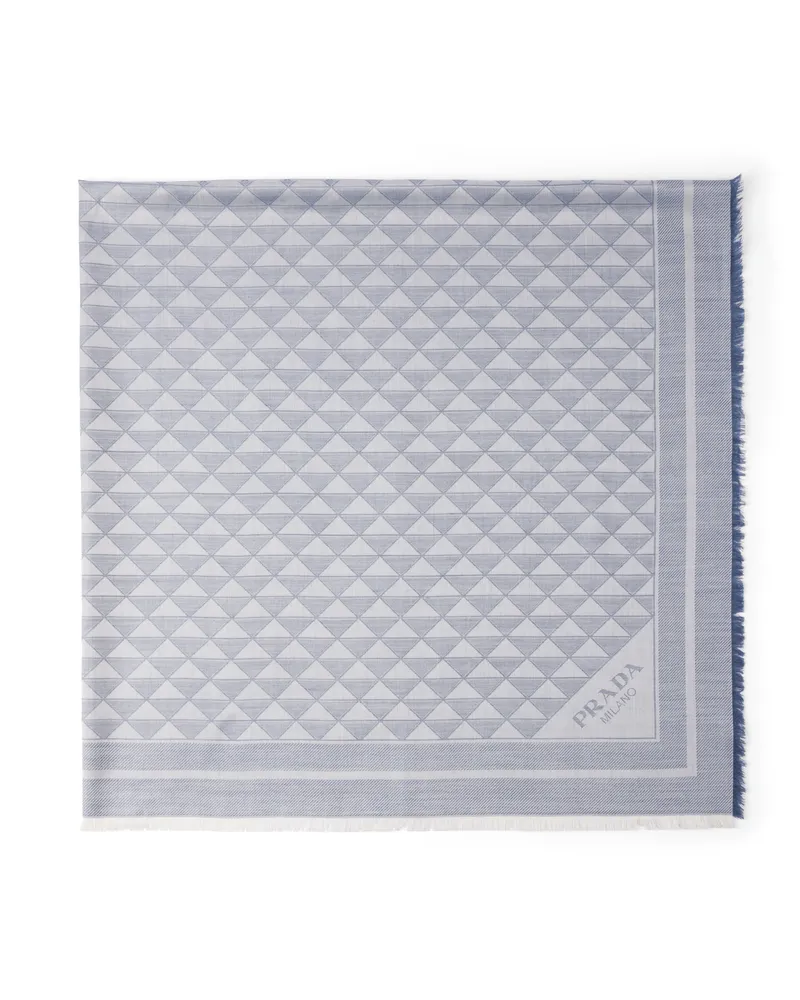 Prada Schal Aus Seide Und Wolle, Damen, Fliegerblau/kalkweiß Fliegerblau