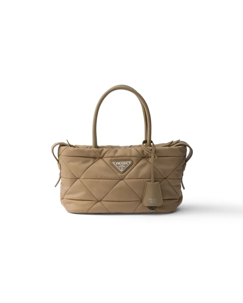 Prada Mittelgroße Tote Bag Aus Gepolstertem Re-nylon, Damen, Kamelbraun Kamelbraun
