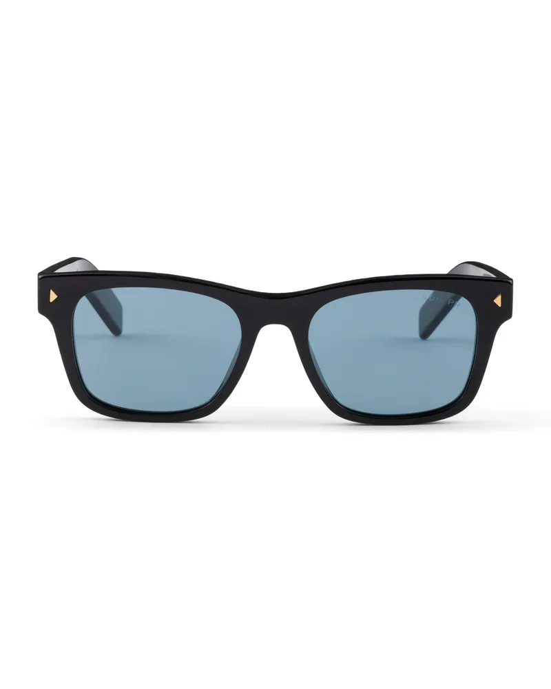 Prada Sonnenbrille Mit Der Ikonischen Plakette Aus Metall, Herren, Gläser In Türkis Gläser