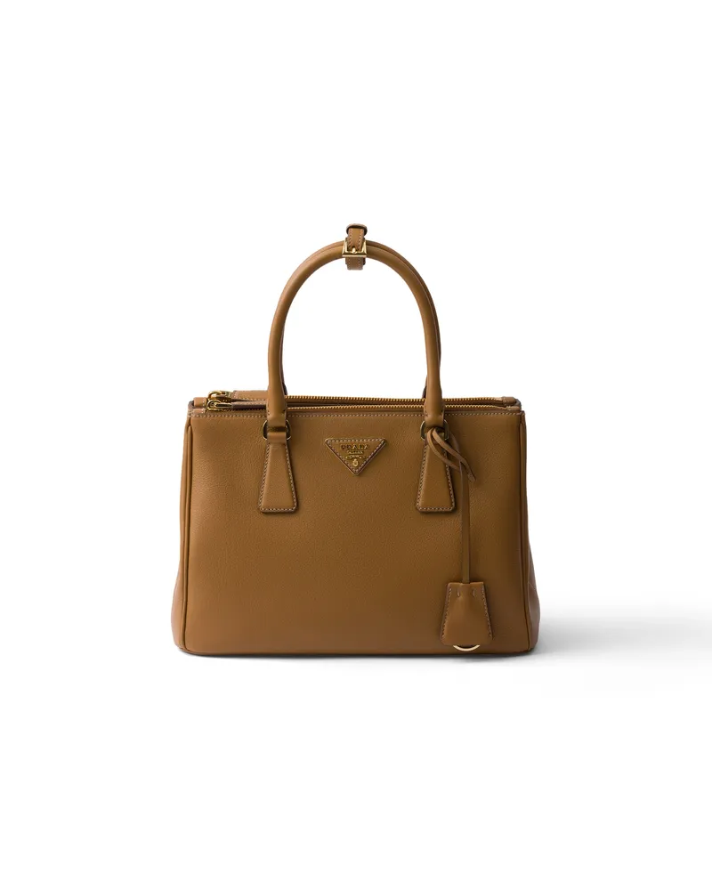 Prada Mittelgroße  Galleria Tasche Aus Leder, Damen, Karamell Karamell
