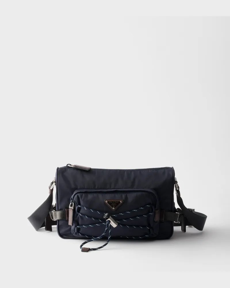 Prada Speedrock Schultertasche aus Re-Nylon und Leder Blau