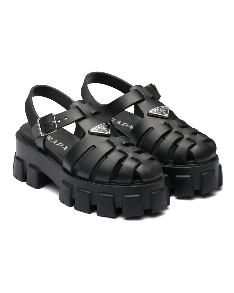 Prada Monolith Sandalen Aus Gummi, Damen, Schwarz, Größe Schwarz