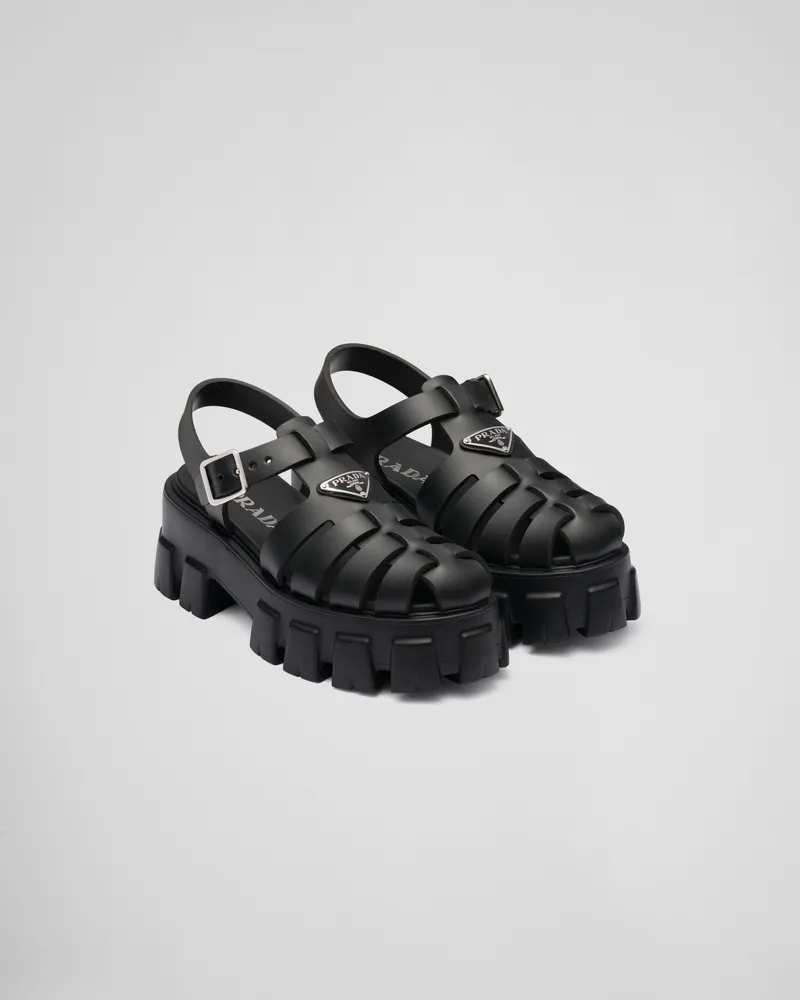 Prada Monolith Sandalen Aus Gummi, Damen, Schwarz, Größe Schwarz