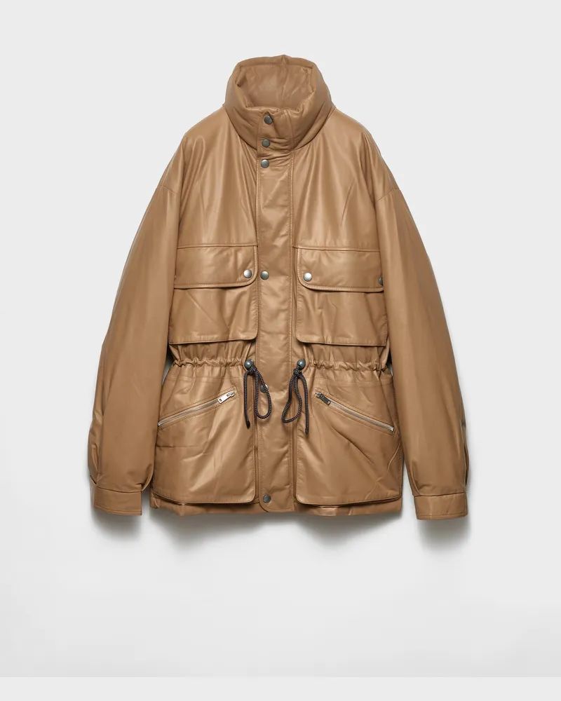 Prada Mantel aus Nappa-Leder Kamelbraun