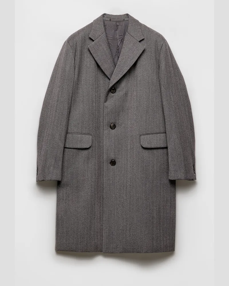Prada Einreihiger Mantel aus Wolle Grau