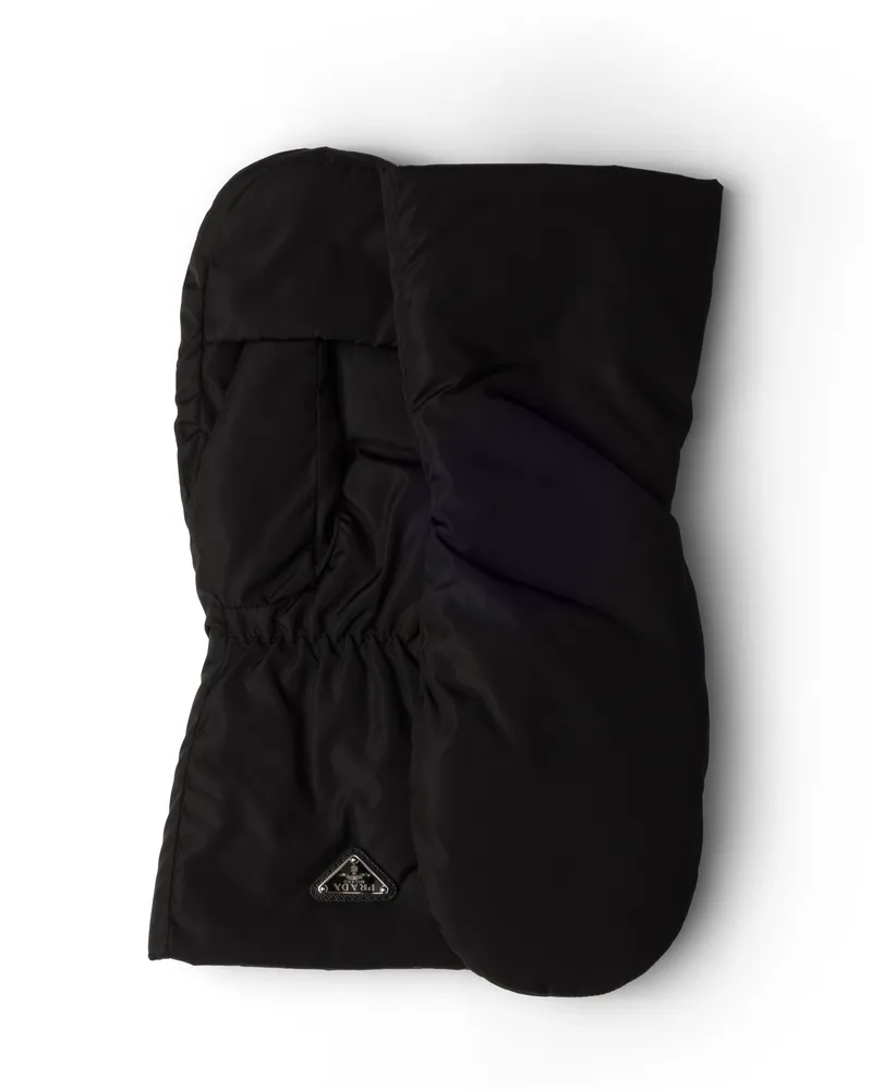 Prada Fäustlinge Aus Re-nylon, Damen, Schwarz, Größe Schwarz