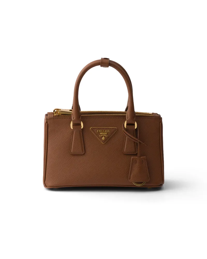 Prada Galleria Mini Bag Aus Saffiano-leder, Damen, Cognac Cognac