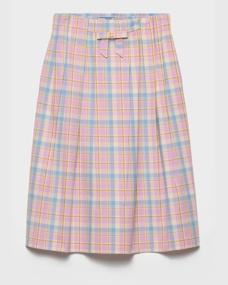 Prada Midirock aus Baumwolle mit Karomuster Alabasterrosa