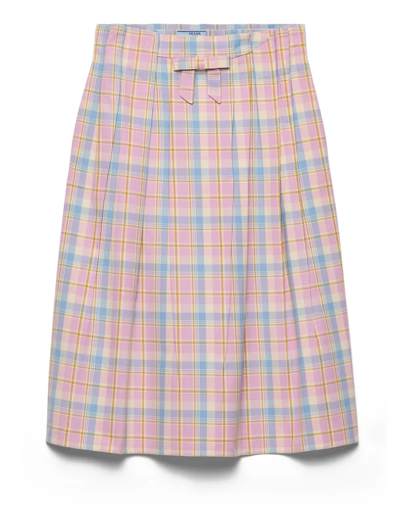 Prada Midirock Aus Baumwolle Mit Karomuster, Damen, Alabasterrosa, Größe Alabasterrosa