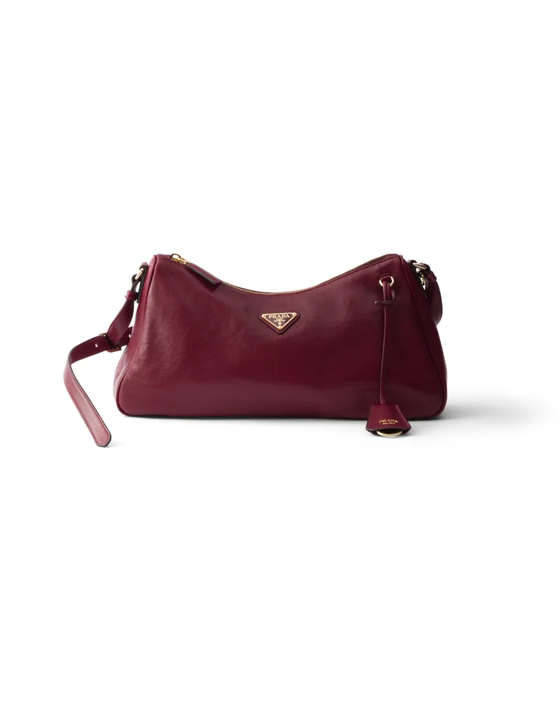 Prada Aimée Große Tasche Aus Nappa-leder, Damen, Amaranthrot Amaranthrot