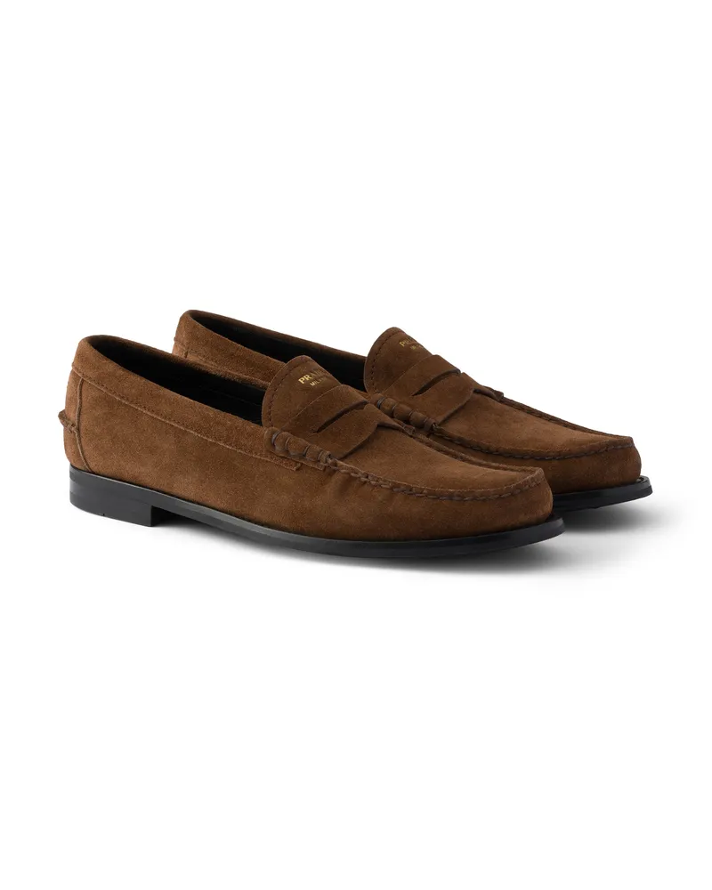 Prada Loafer Aus Wildleder Mit Vintage-effekt, Herren, Kakaobraun, Größe 8,5 Kakaobraun