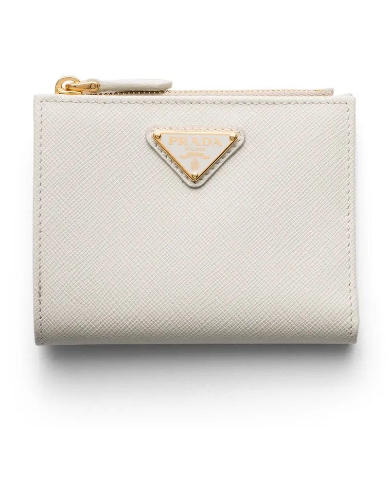Prada Kleine Geldbörse Aus Saffiano-leder, Damen, Kalkweiss Kalkweiss