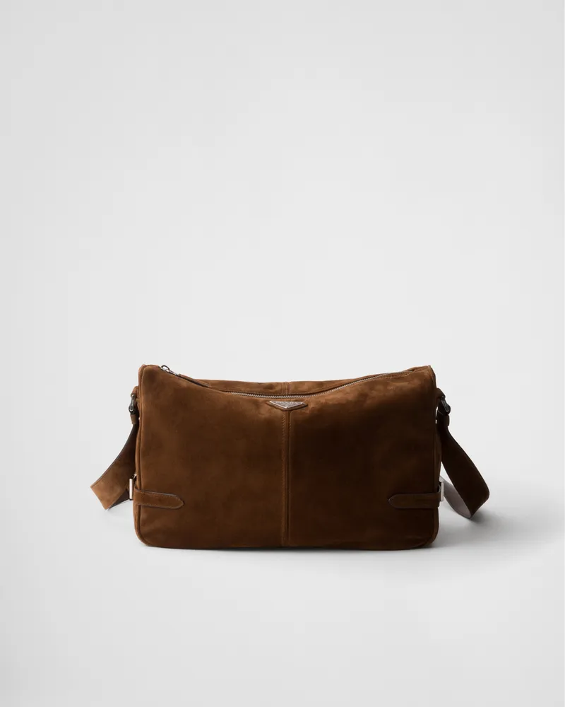 Prada Schultertasche aus Wildleder Kakaobraun
