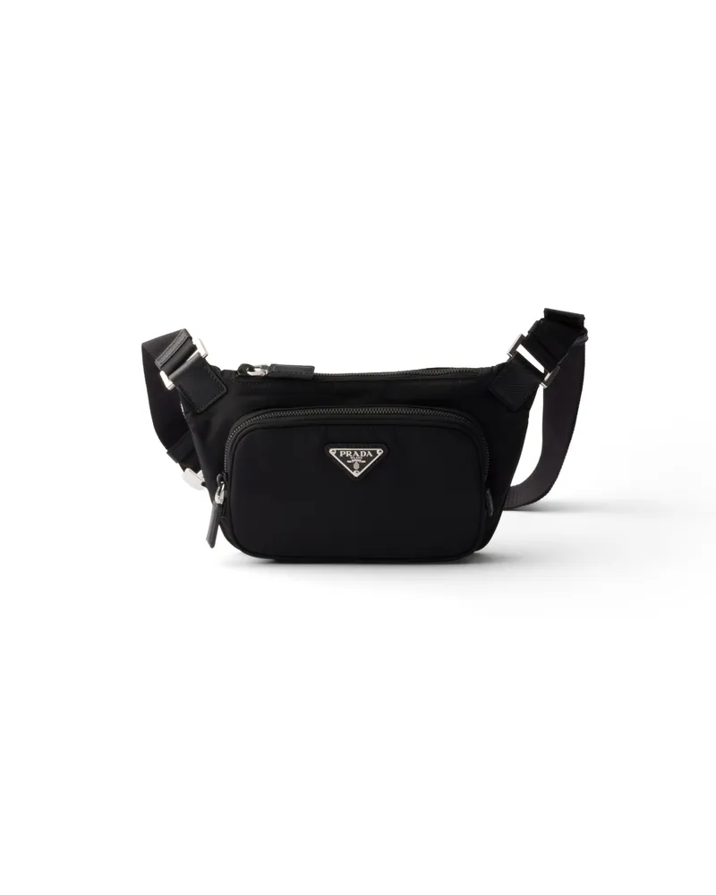 Prada Schultertasche: Re-nylon Und Saffiano-leder, Herren, Schwarz Schwarz