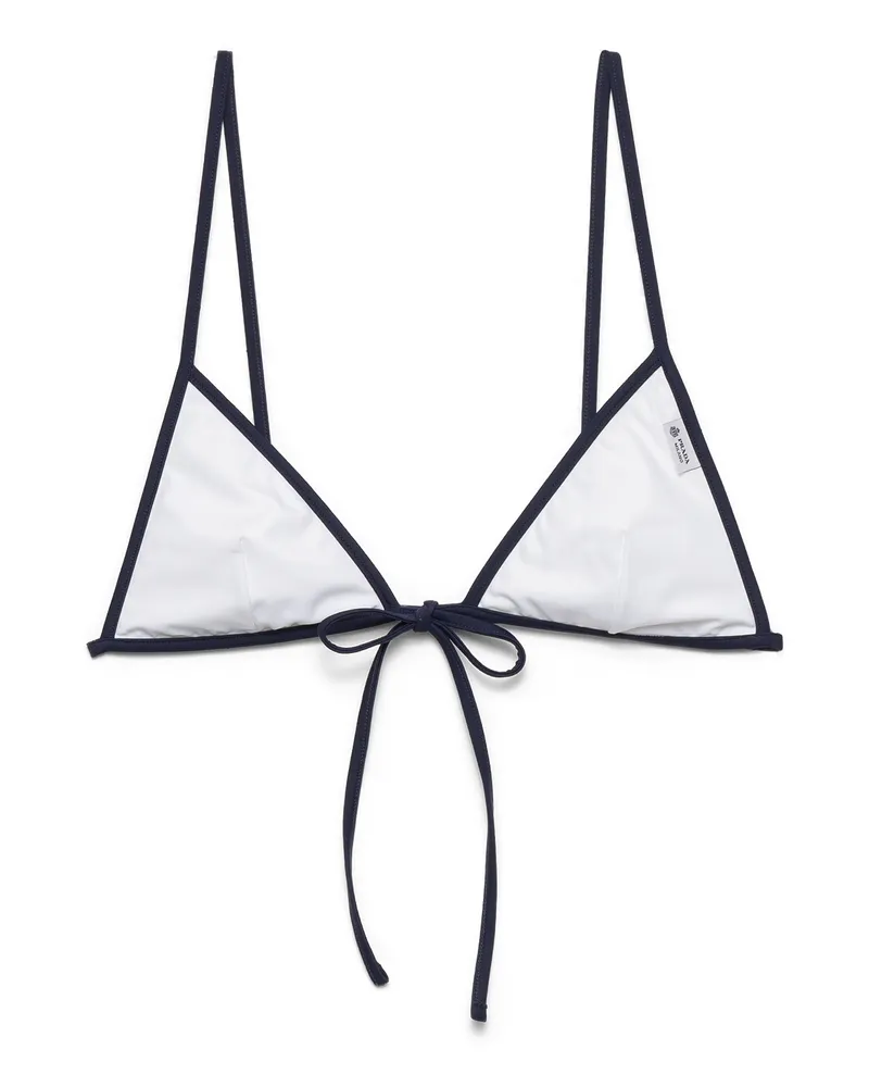 Prada Bikini-oberteil Aus Jersey, Damen, Weiss/blau, Größe Weiss