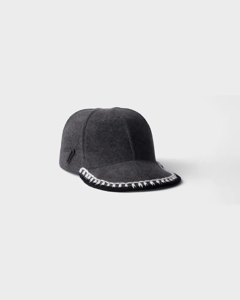 Prada Baseballkappe aus Filz Grau