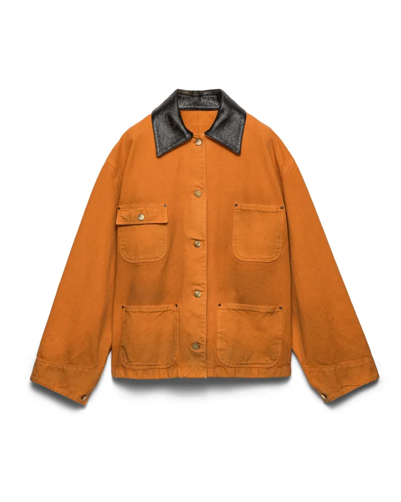 Prada Jacke Aus Canvas, Damen, Orange, Größe Orange