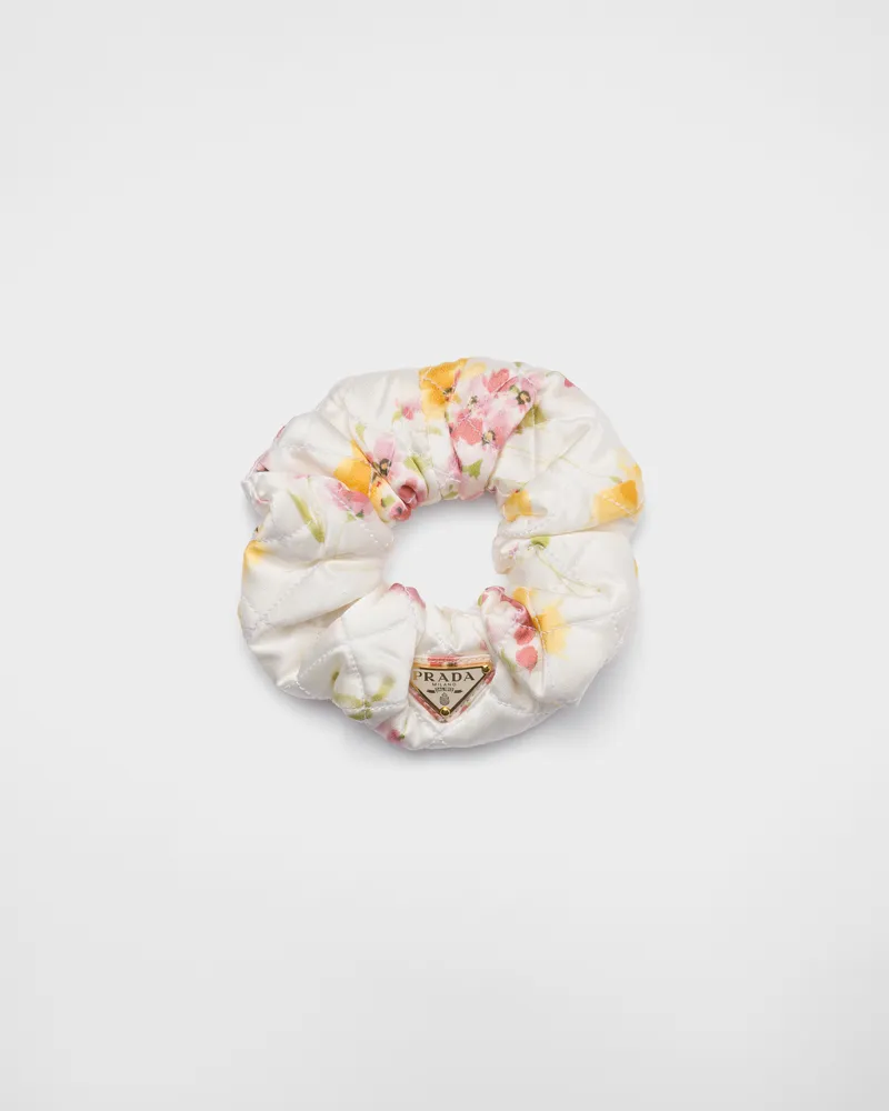 Prada Haargummi aus Satin mit Blumenmuster Begonienrosa