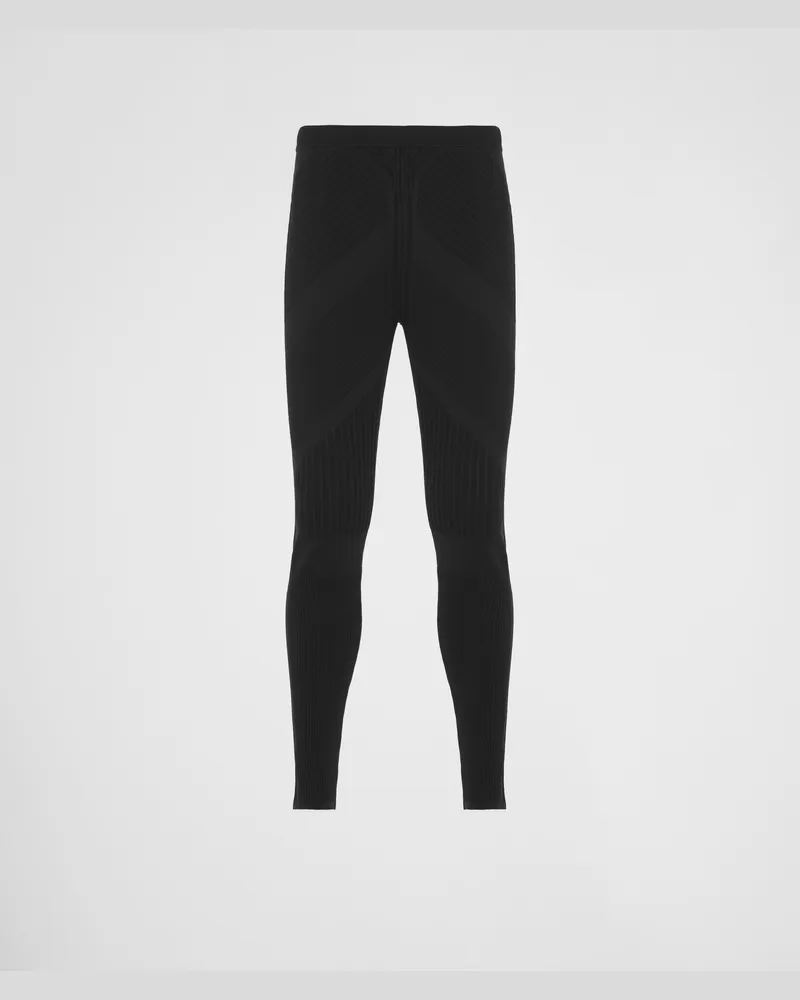 Prada Technische Hose aus Techno-Strick Schwarz
