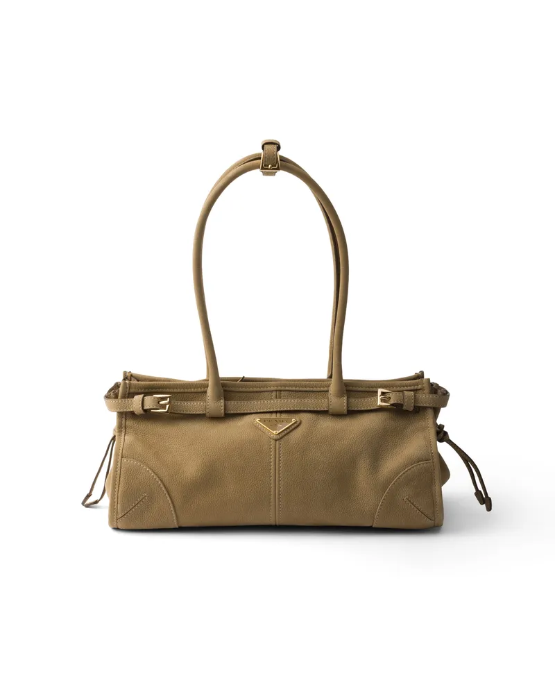 Prada Bonnie Mittelgroße Handtasche Aus Nubukleder, Damen, Wüstenbeige Wüstenbeige