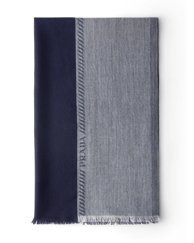 Prada Stola Aus Wolle Und Seide, Herren, Blau/grau Blau