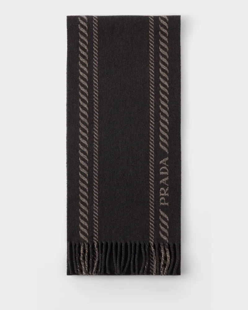 Prada Schal aus Wolle und Kaschmir Ebenholz
