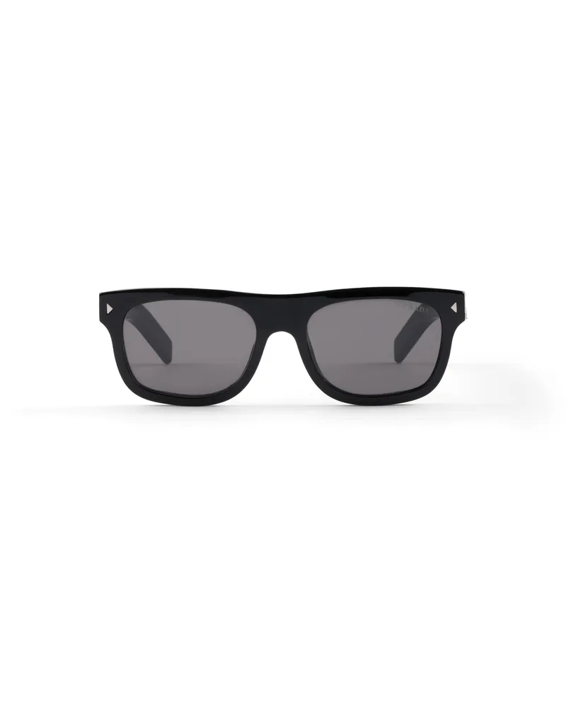 Prada Sonnenbrille Mit Der Ikonischen Plakette Aus Metall, Herren, Gläser Grau Krist Gläser
