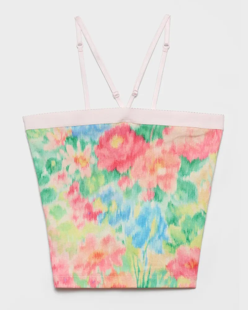 Prada Top aus Baumwollstrick mit Blumenmuster Grün