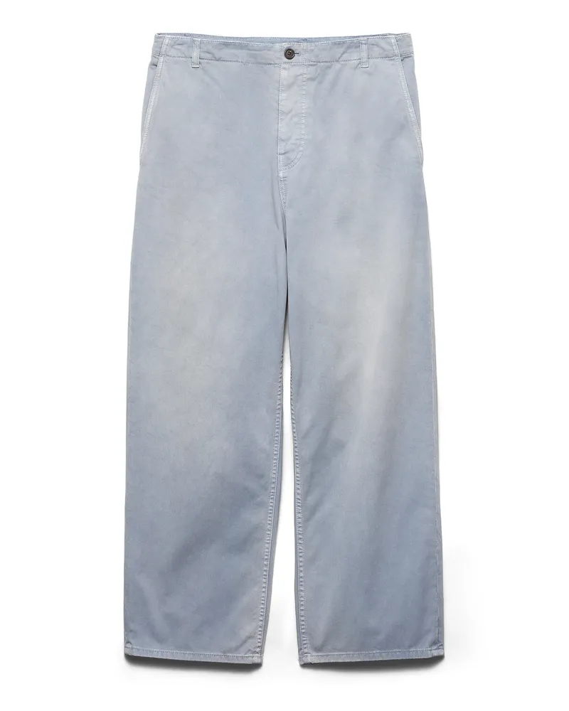 Prada Hose Aus Gewaschener Gabardine, Herren, Blaugrau, Größe Blaugrau